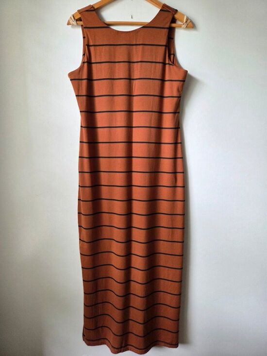 Southern Grace Dresses & Skirts - EUC SOUTHERN GRACE & ROSE BROWN BLACK STRIPED SLEEVELESS MAXI DRESS SIZE M